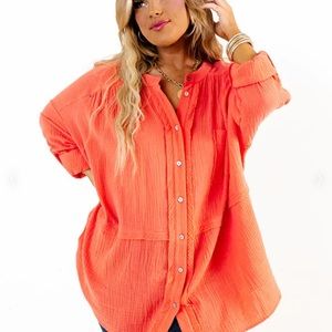 Orange Button Top